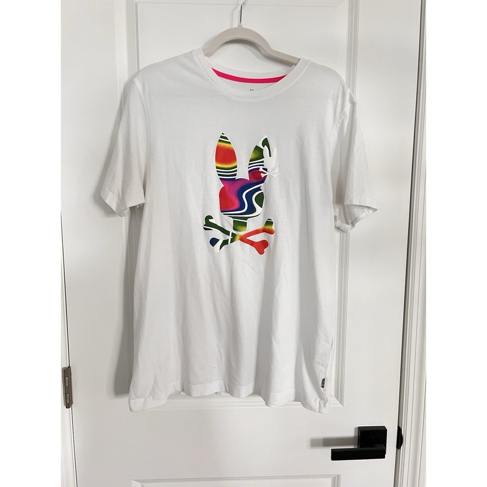 NEW Psycho Bunny White T-Shirt Hilsboro Graphic Tee 100% Pima Cotton Size 6 (L)